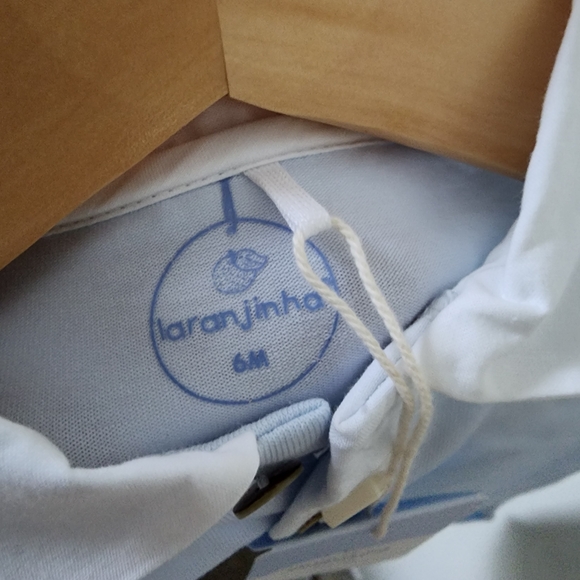 Laranjinha Light Blue Baby Romper with White Collar | 6M | NWT - Picture 5 of 7